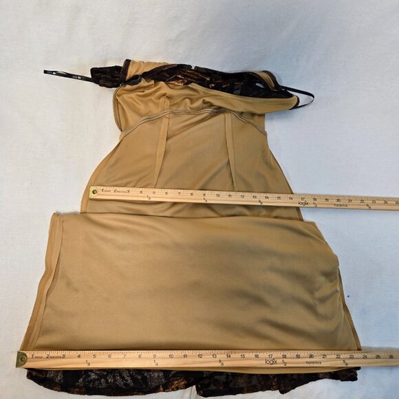 TADASHI Vintage Y2K Black Brown Crushed Velvet Floral Babydoll Maxi Dress Size S - Picture 15 of 15